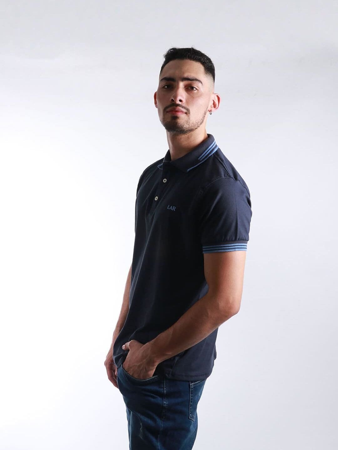 Polo Navy Lar Hombre Regular
