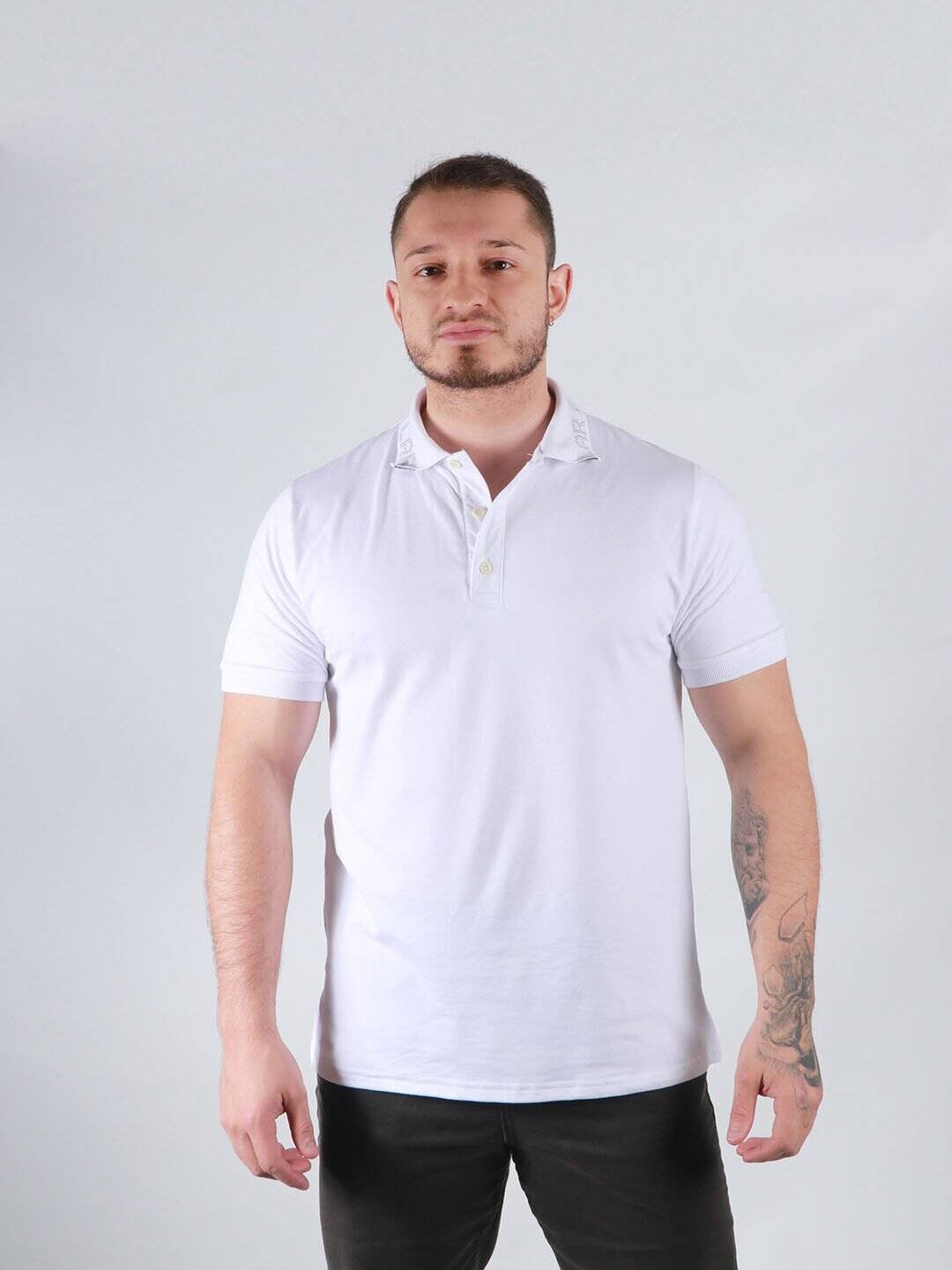 Polo Blanca Lar Hombre Slim Fit
