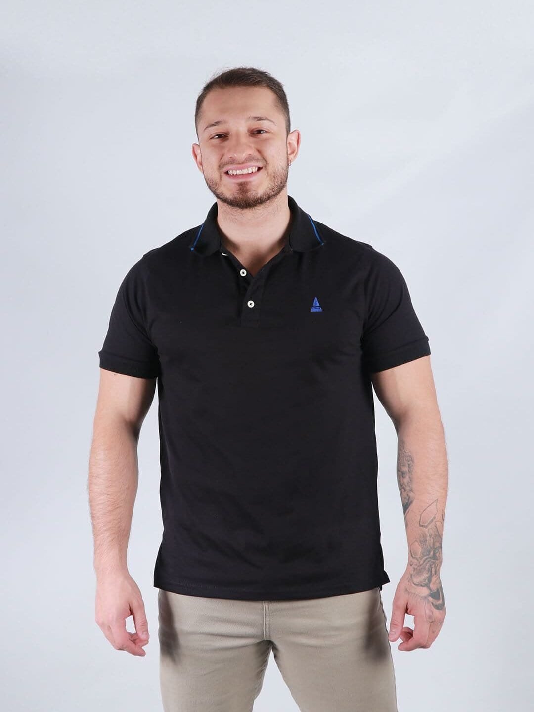 Polo Negra Lar Hombre Slim Fit