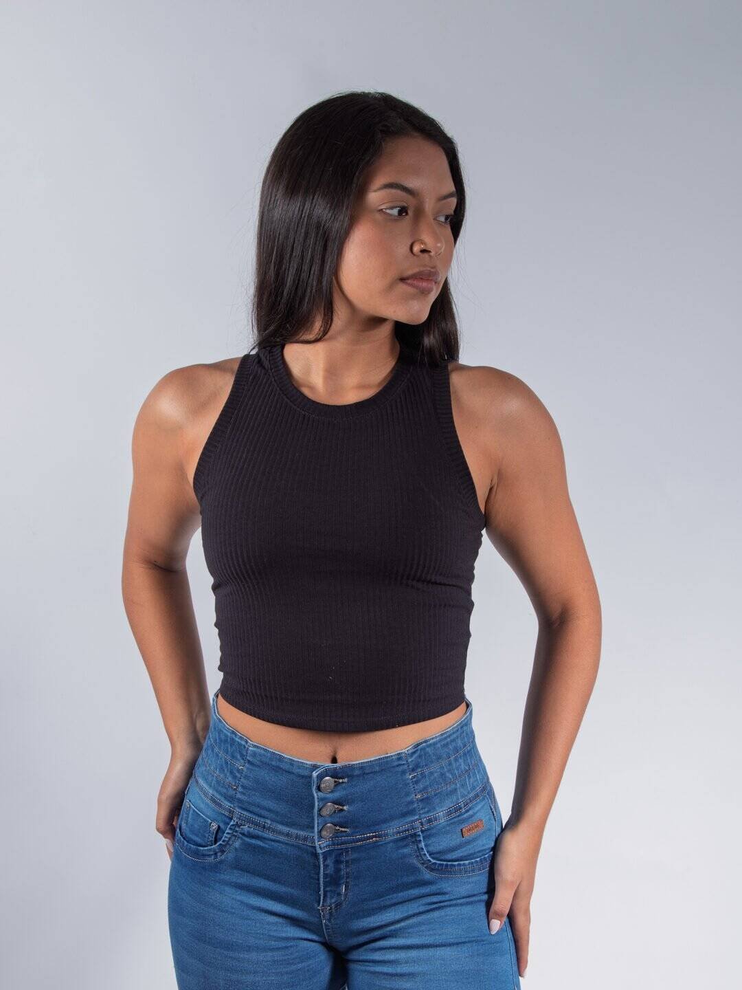 Camiseta Negra Slim Lar Dama