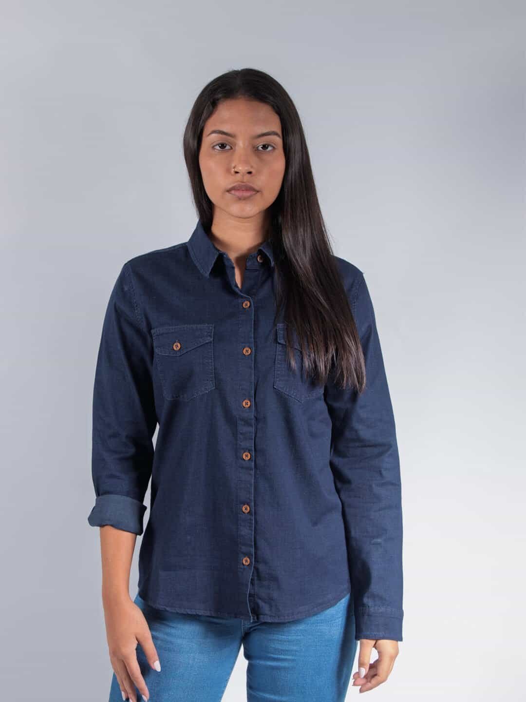 Camisa Oscura Med Lar Dama