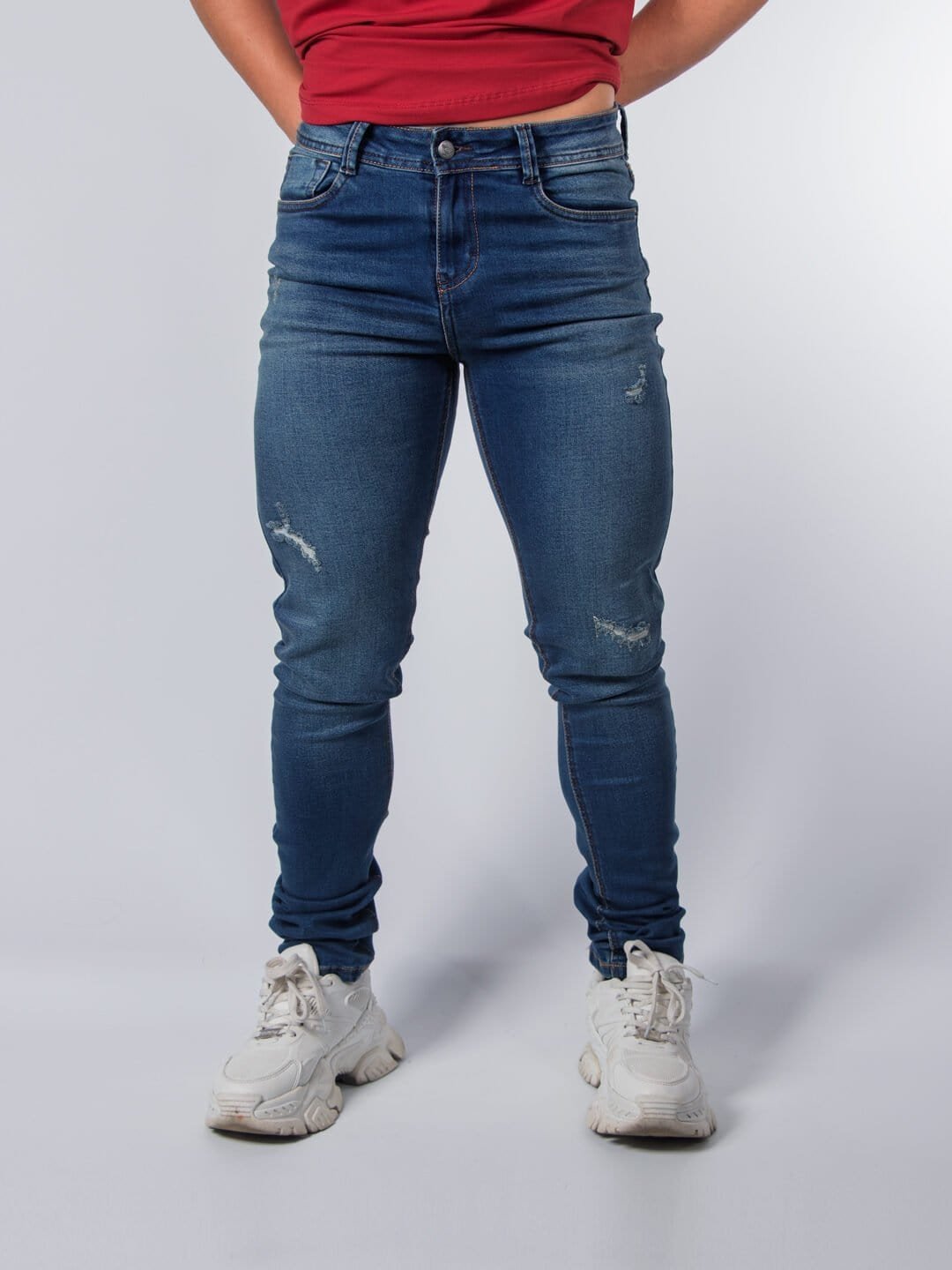 Jean Slim Medio Lar Hombre