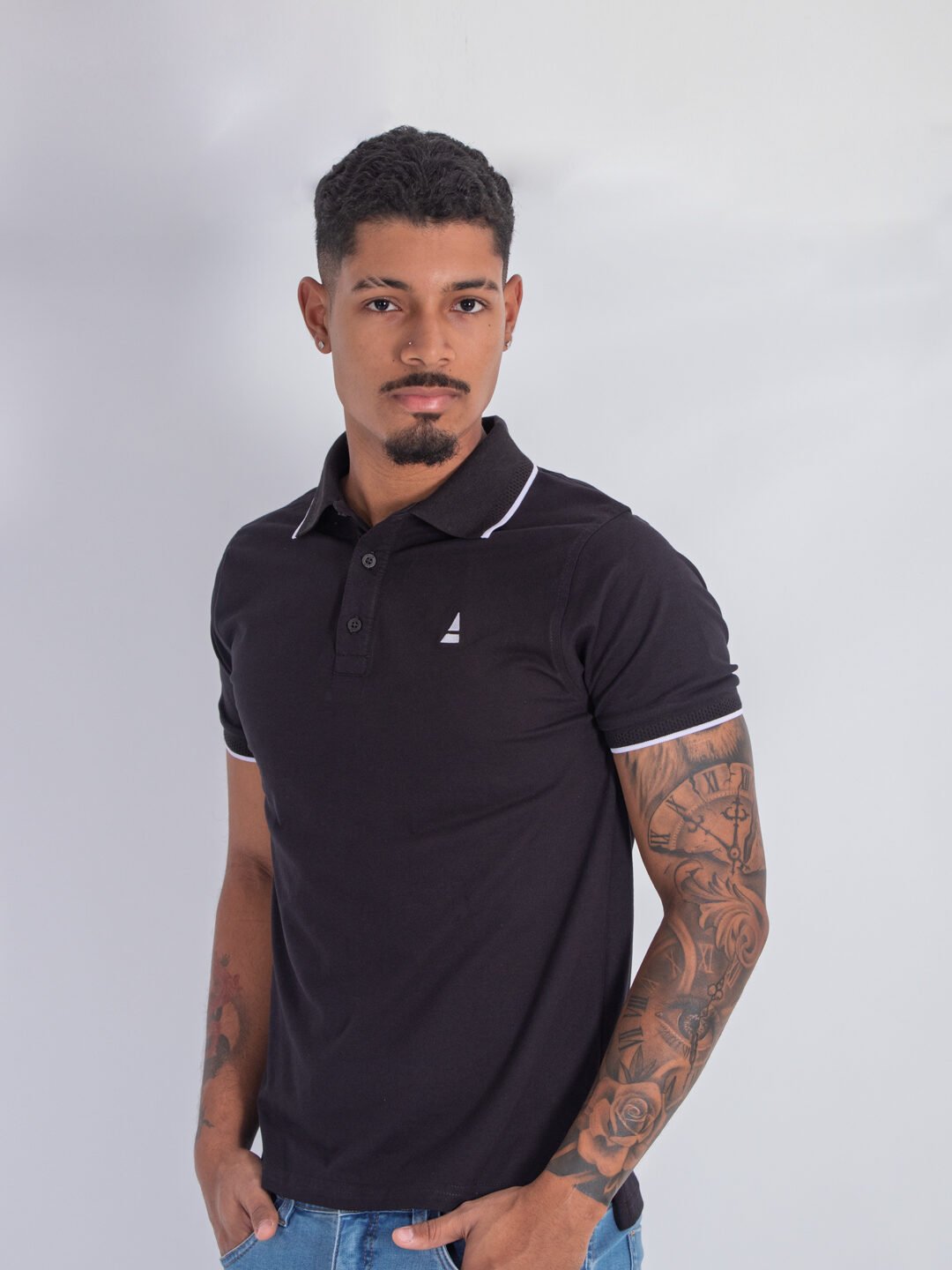 Polo Negra Lar Hombre Slim Fit