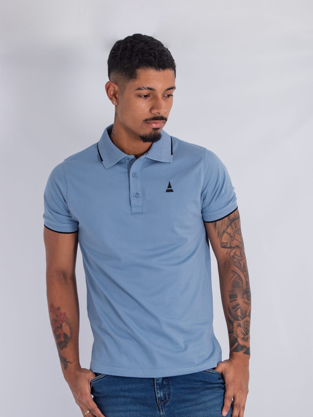 Polo Azul Denim Lar Hombre Slim Fit