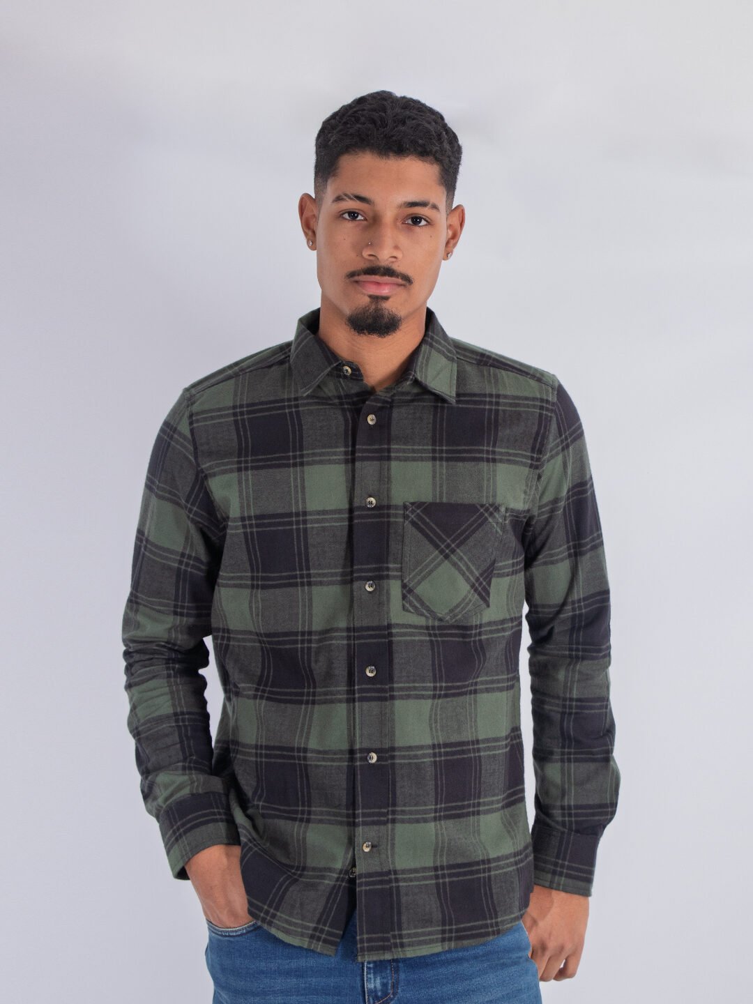 Camisa de Cuadros Verde Lar Hombre
