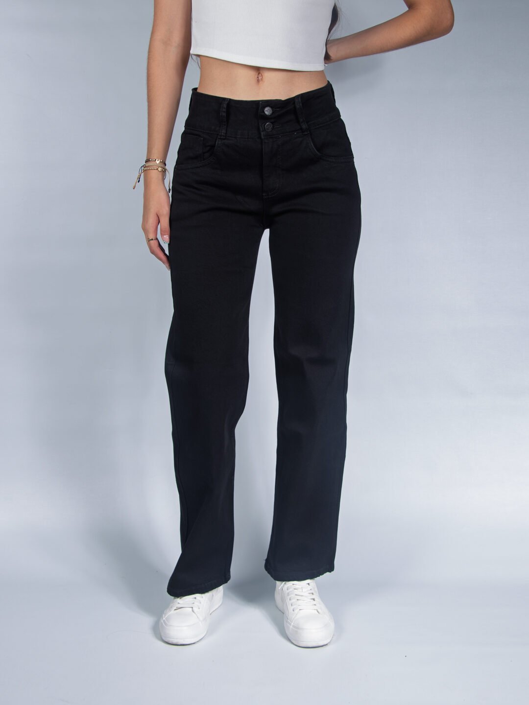 Jean High Recto Negro Lar Dama